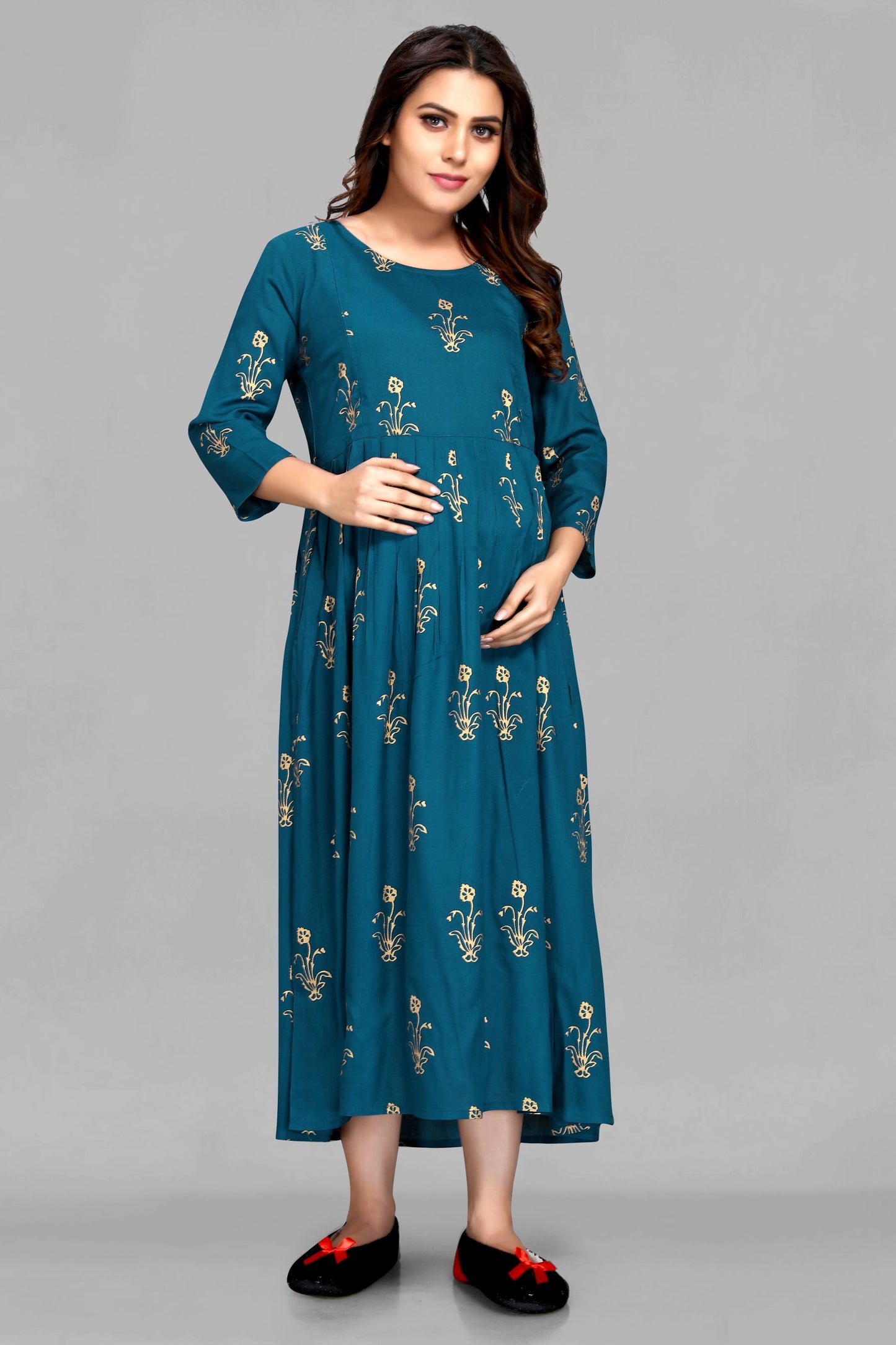 Teal Color Maternity Kurti
