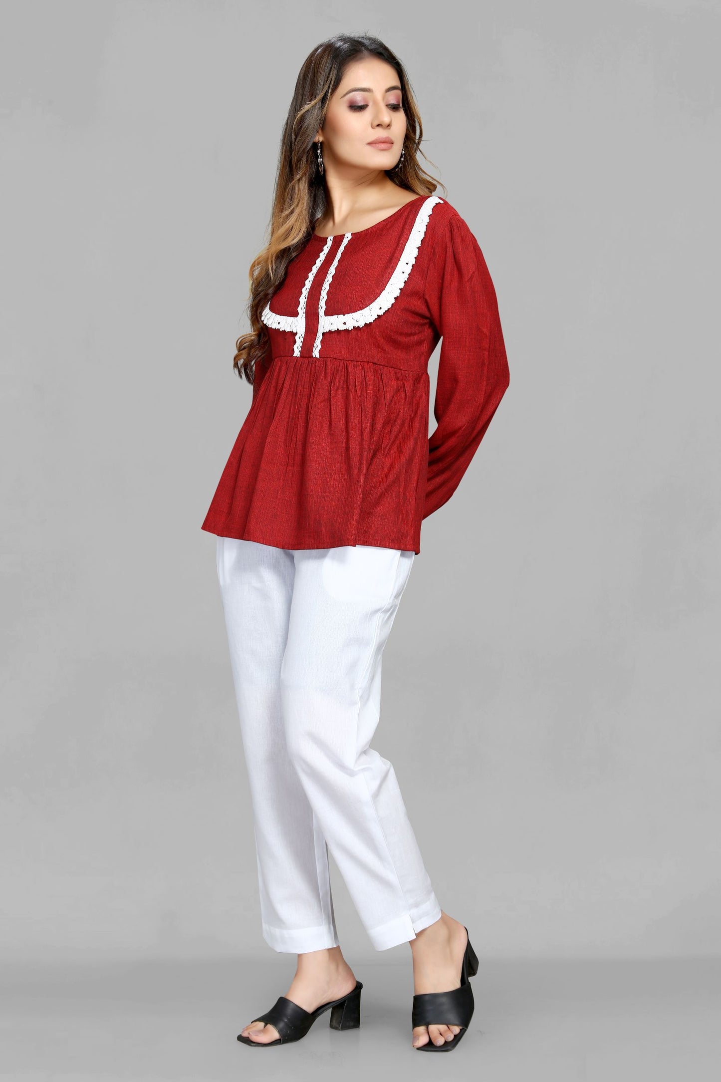 Red Lace Work Top