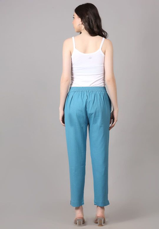 Sky Blue Flex Cotton Trousers Pant