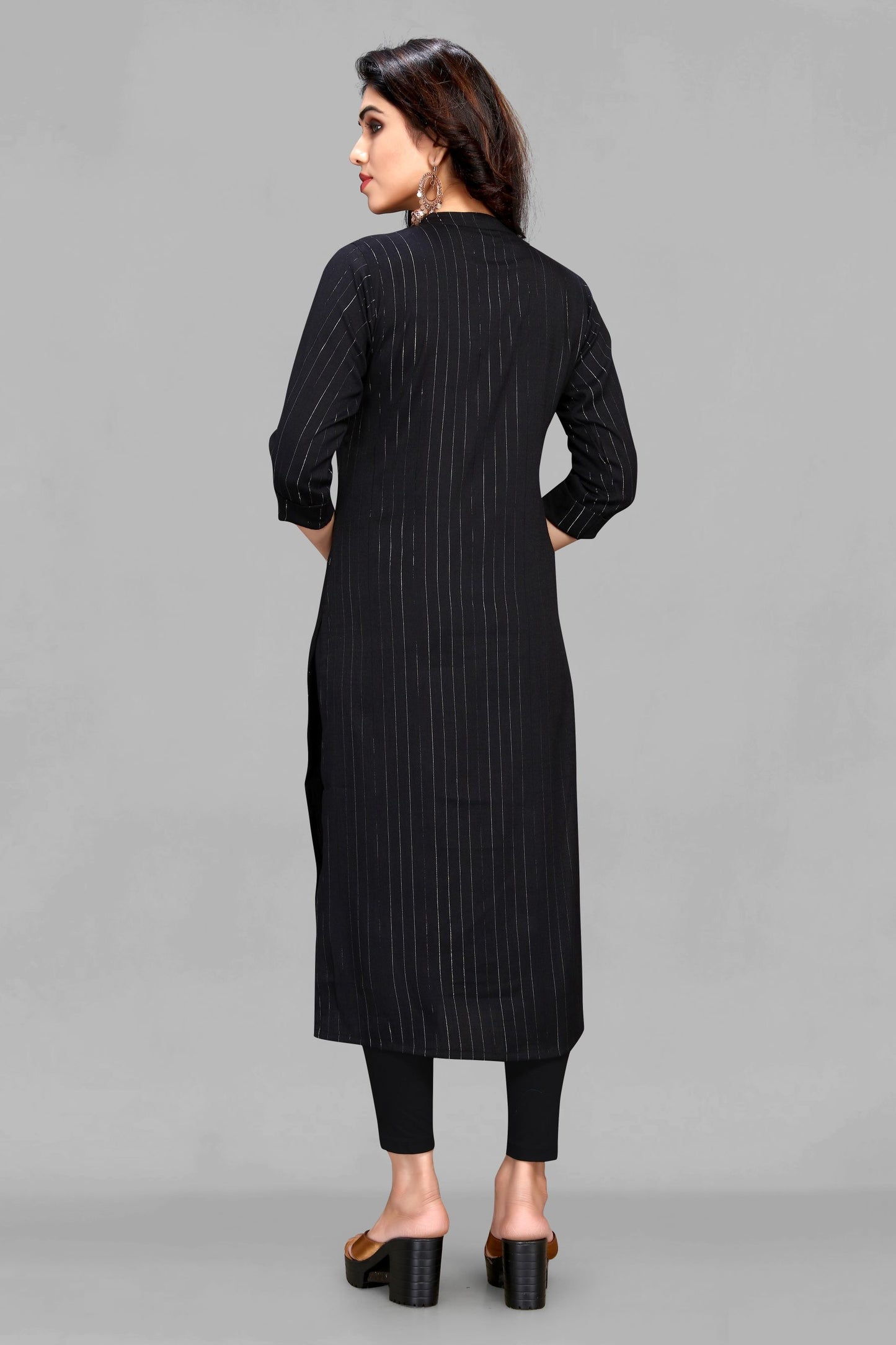 Black Kurti with Lurex Print