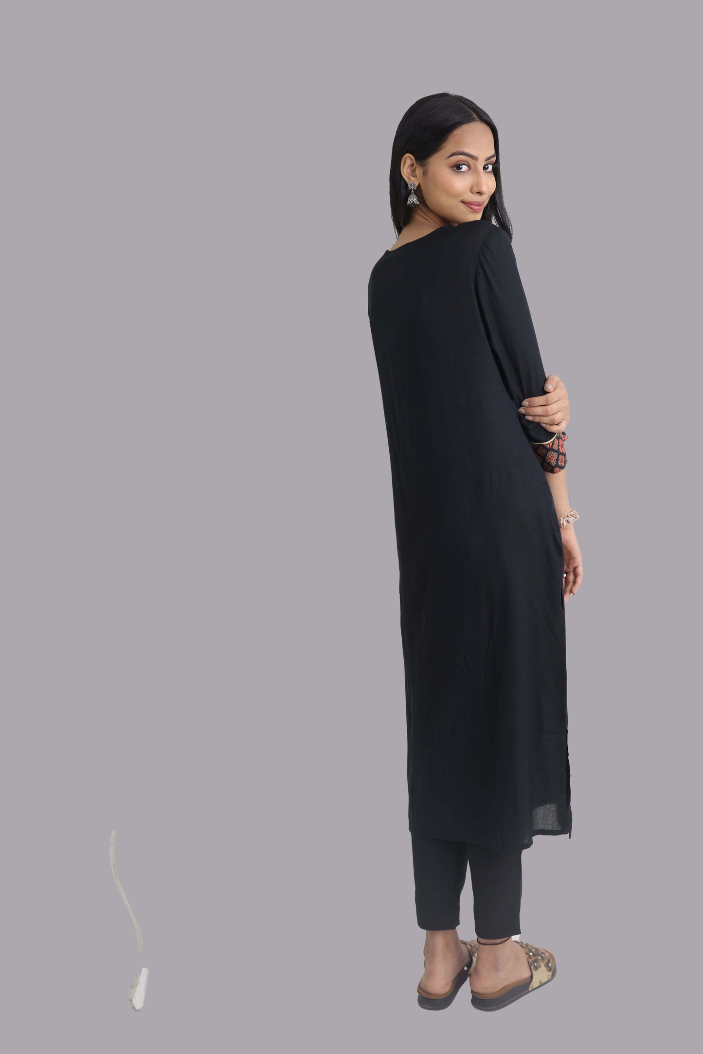 Black Rayon Front Digital Print Kurti