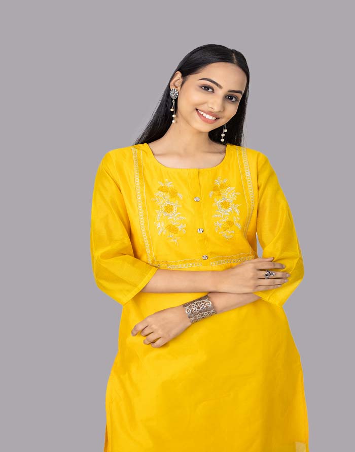 Mustered Embroidery Kurti