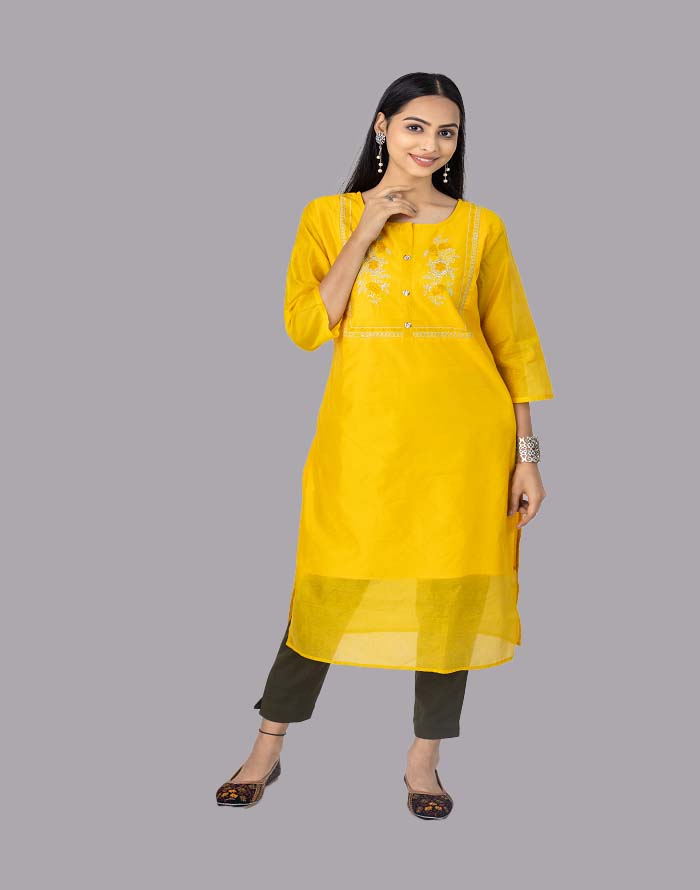 Mustered Embroidery Kurti