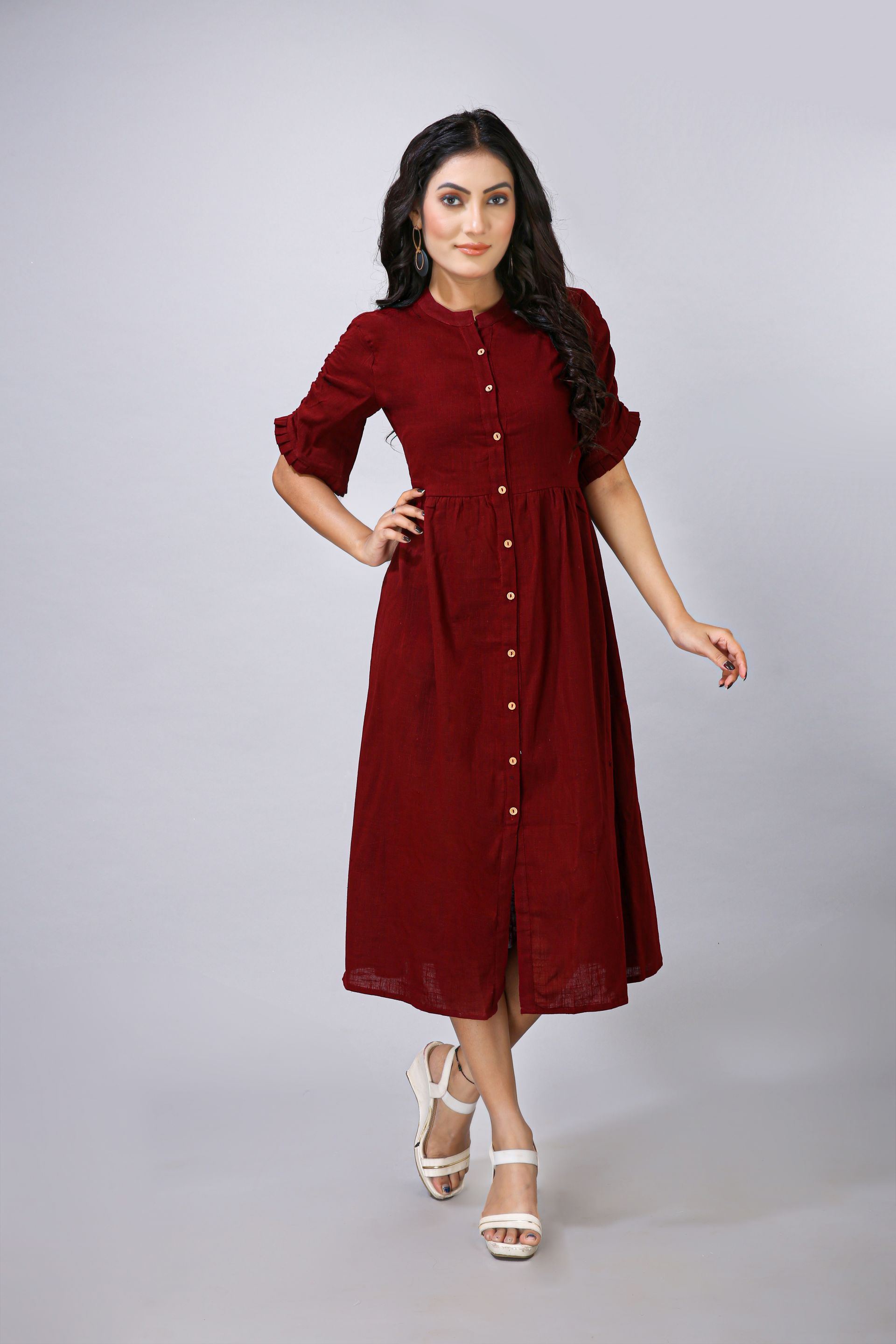 Maroon color one piece dress best sale