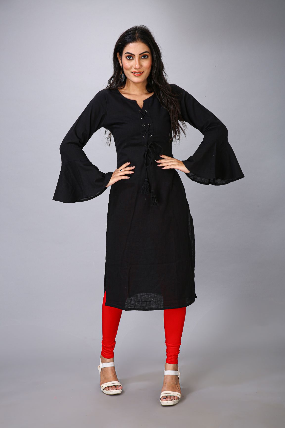 Black Flair Sleeve Kurti