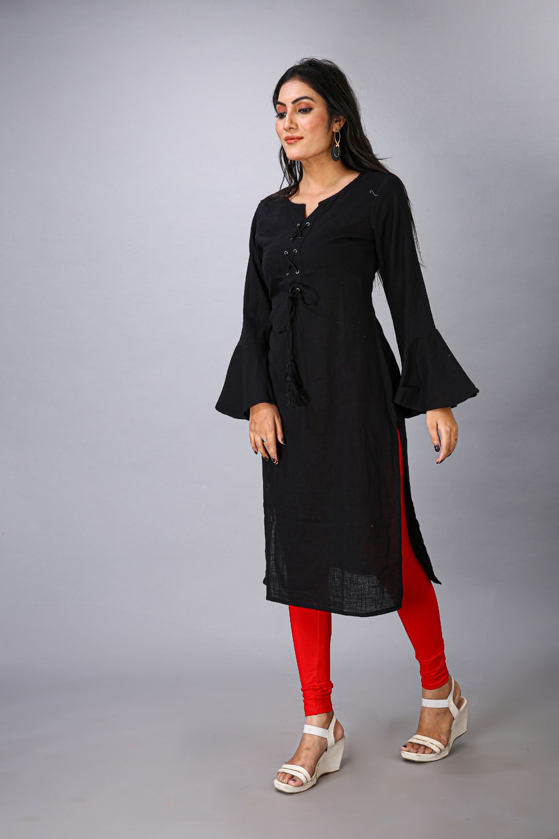 Black Flair Sleeve Kurti