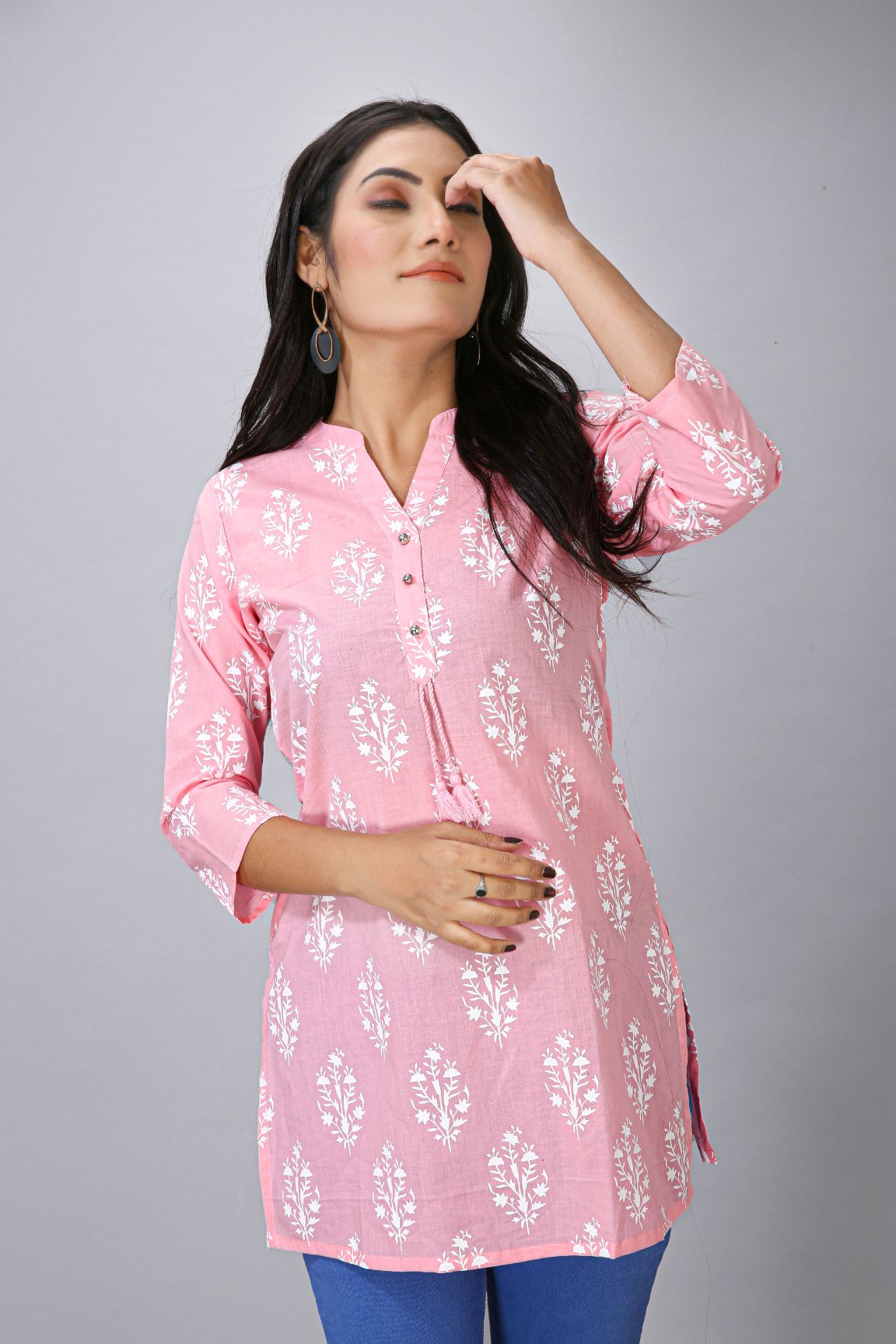 Pink Printed Short Kurti