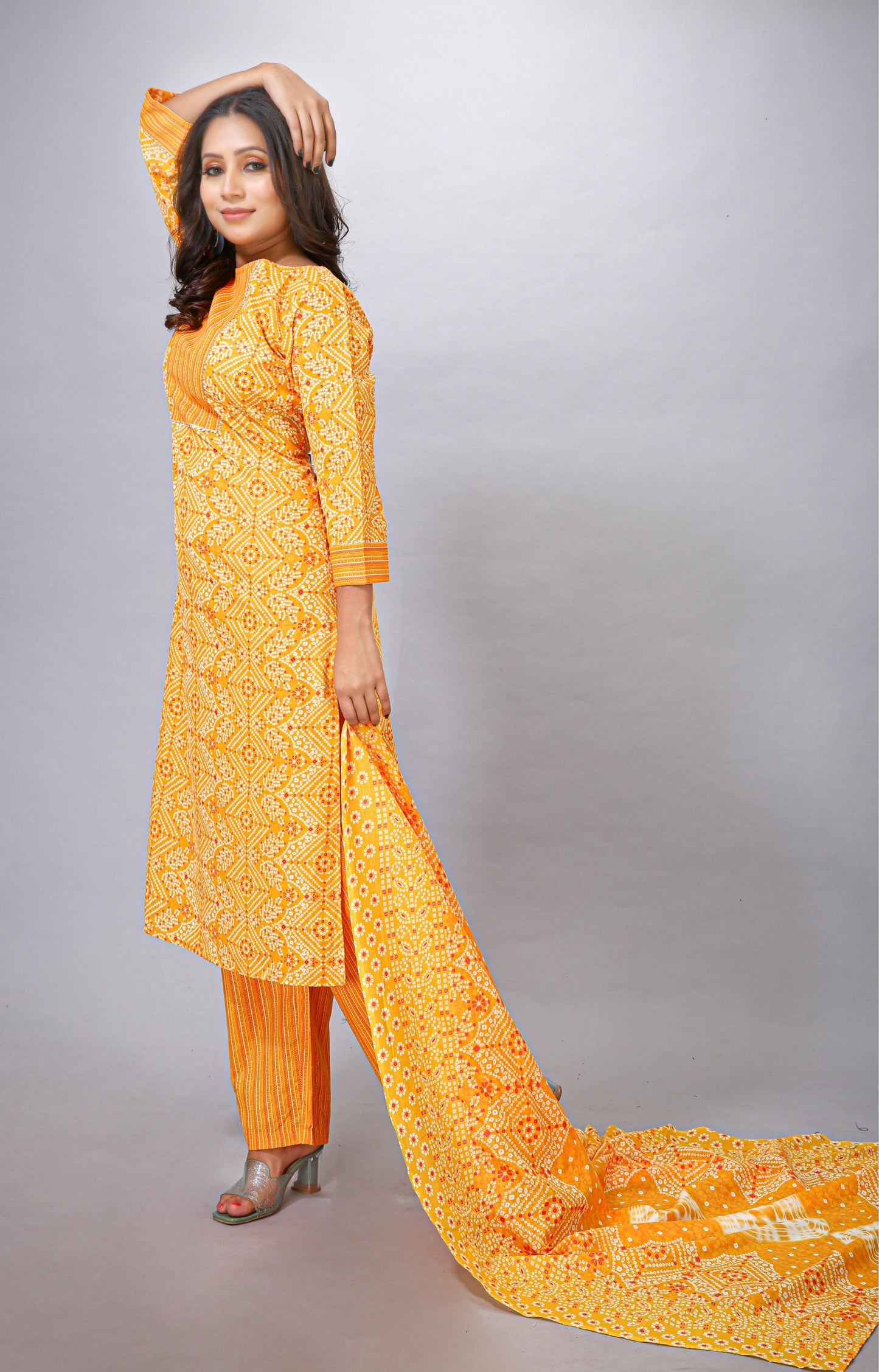 Dark Yellow Top Bottom Dupatta Set