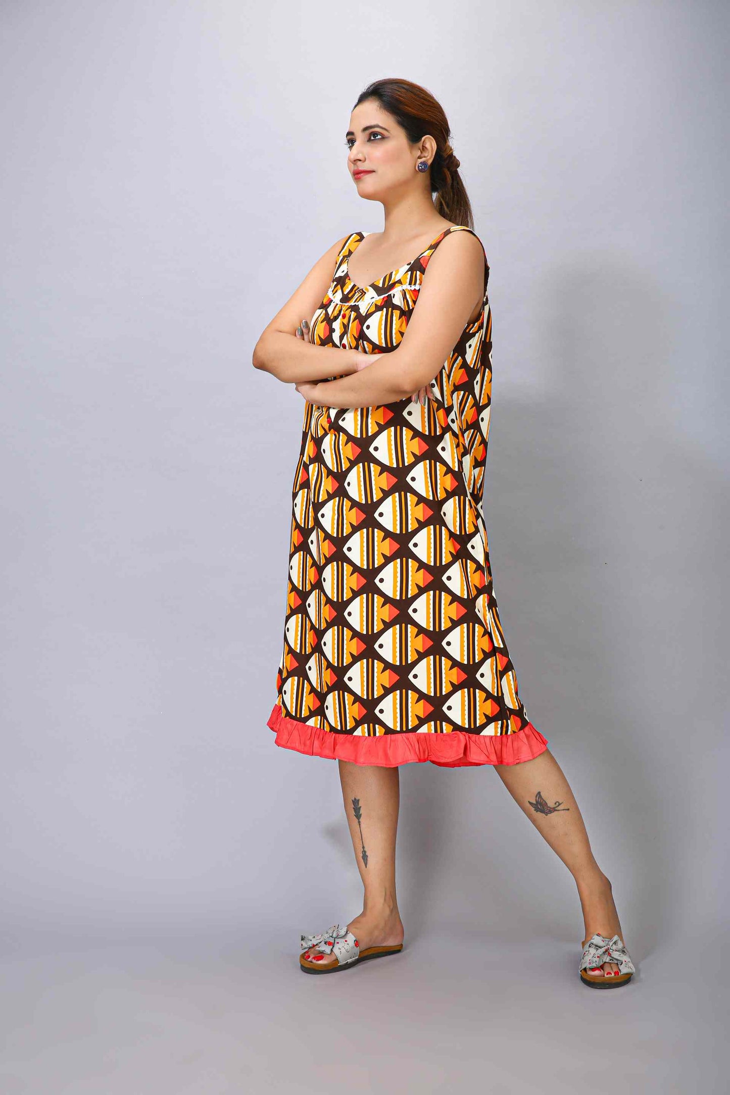 Yellow Color Short Nighty