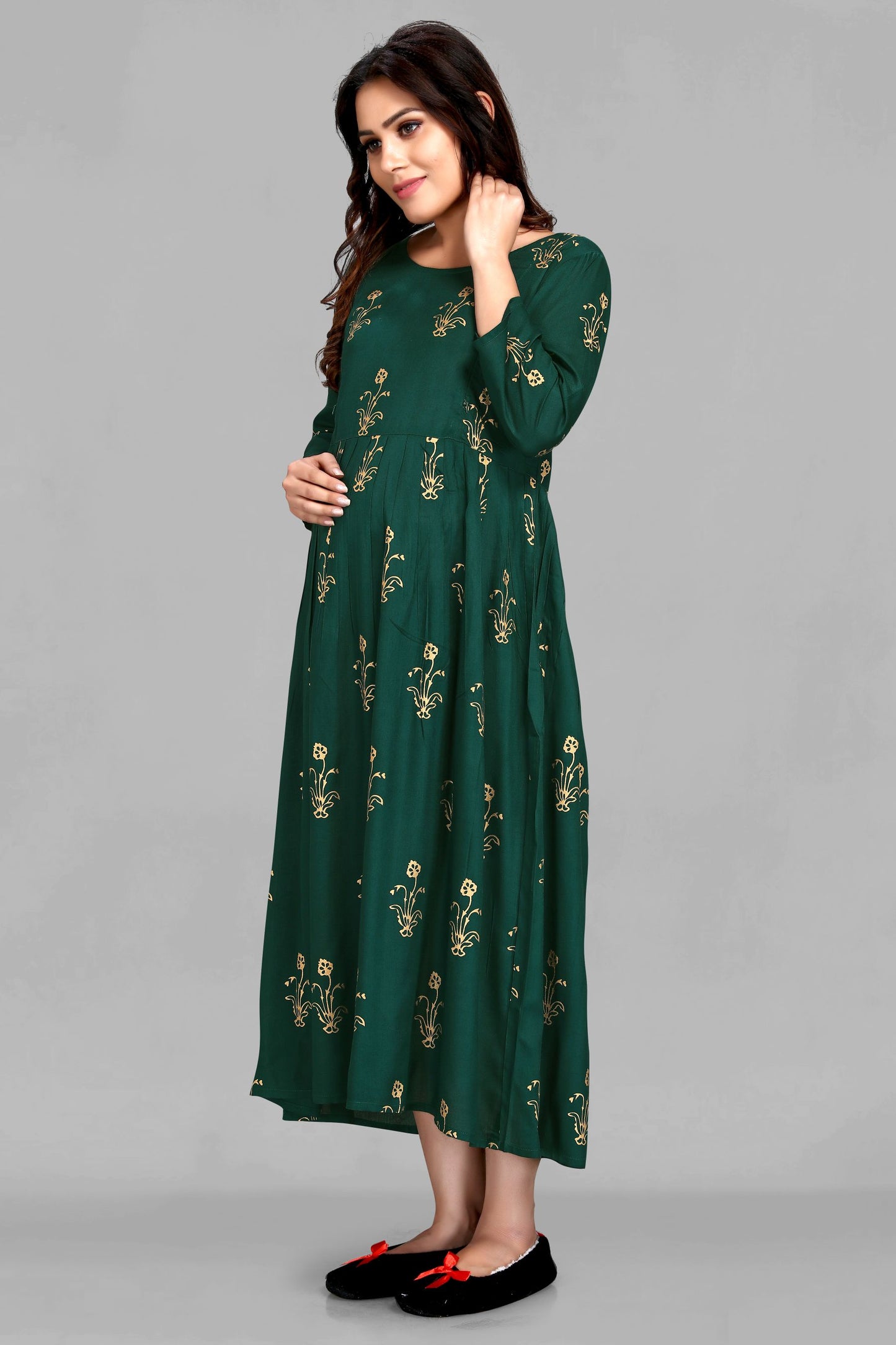 Green Color Printed Maternity Kurti