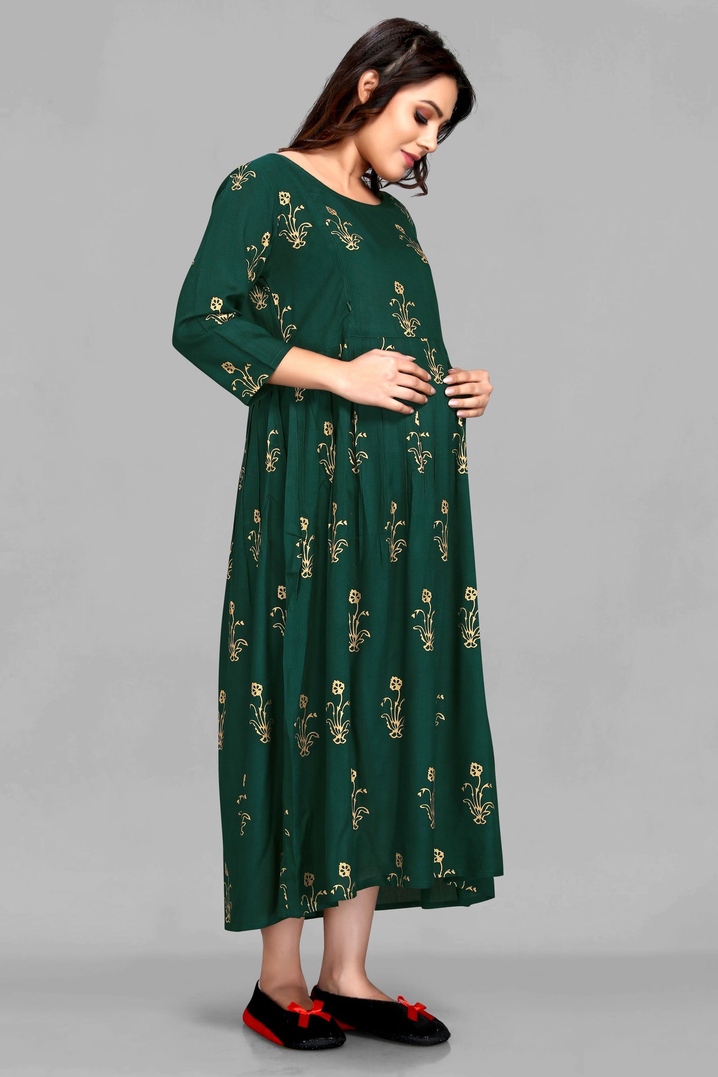 Green Color Printed Maternity Kurti