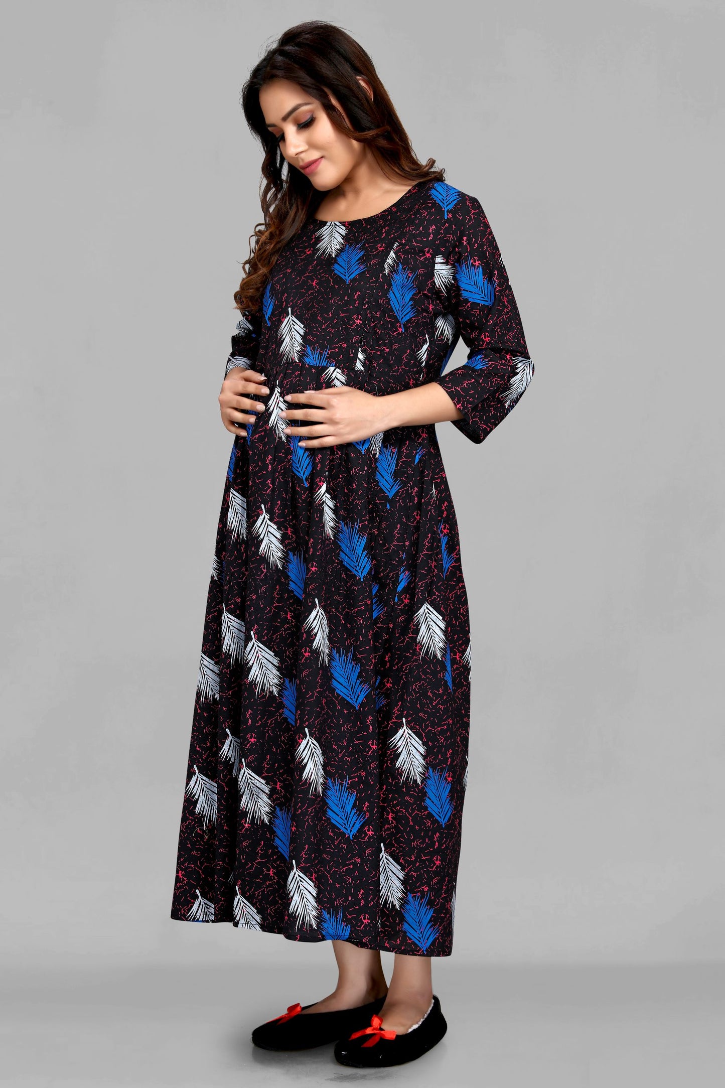 Black Printed Maternity Kurta