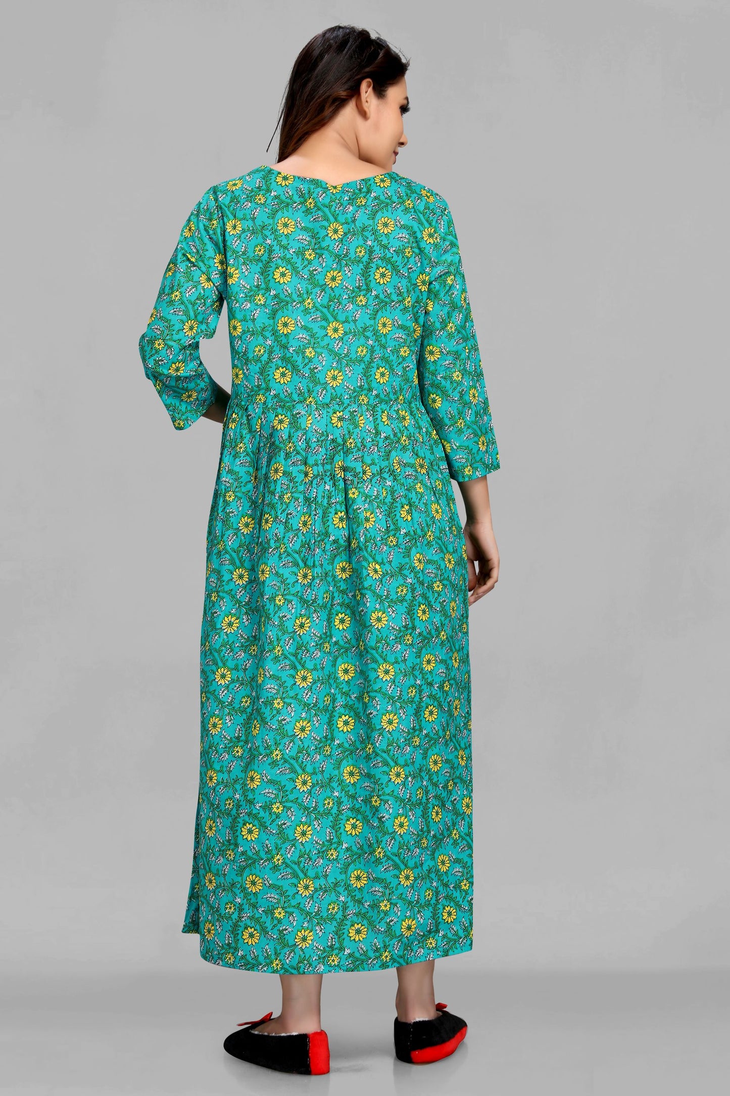 Green Floral Print Maternity Kurta