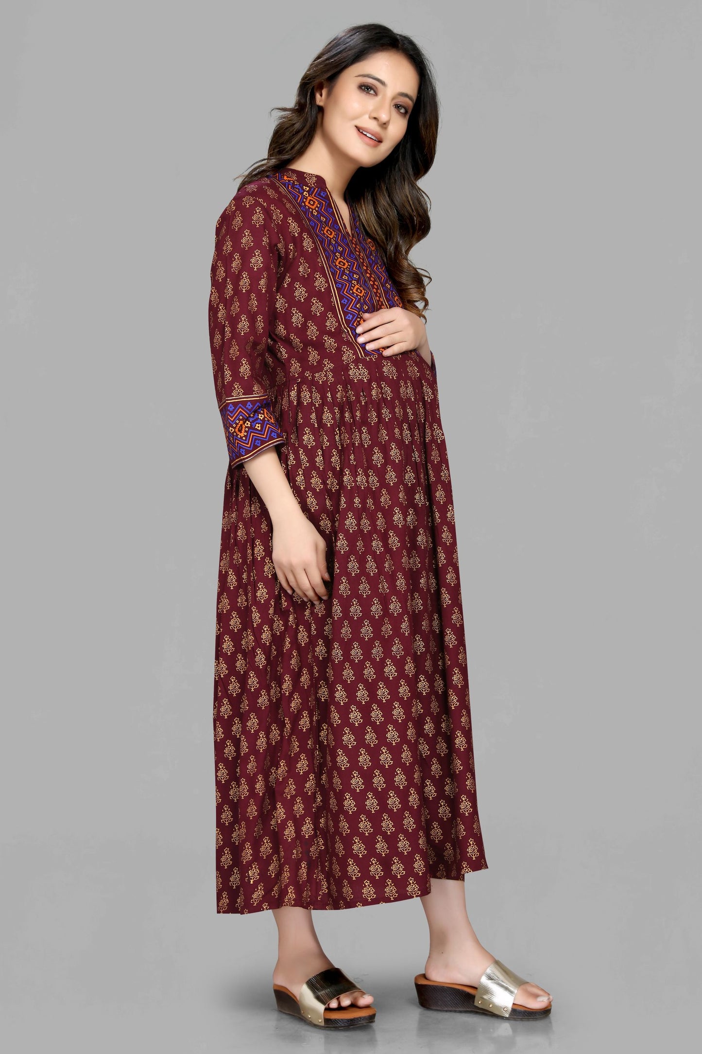 Brown Maternity Kurta