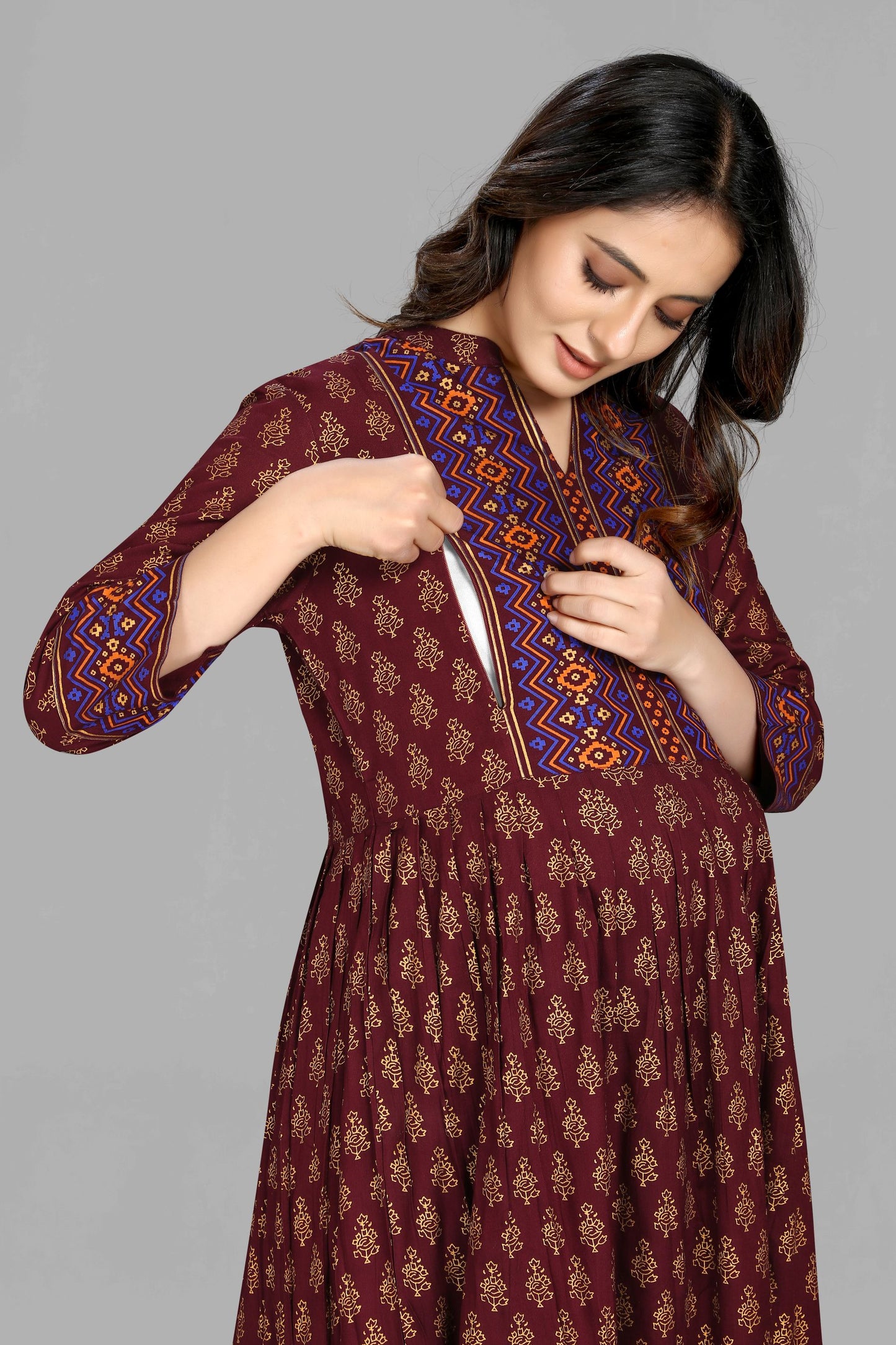 Brown Maternity Kurta