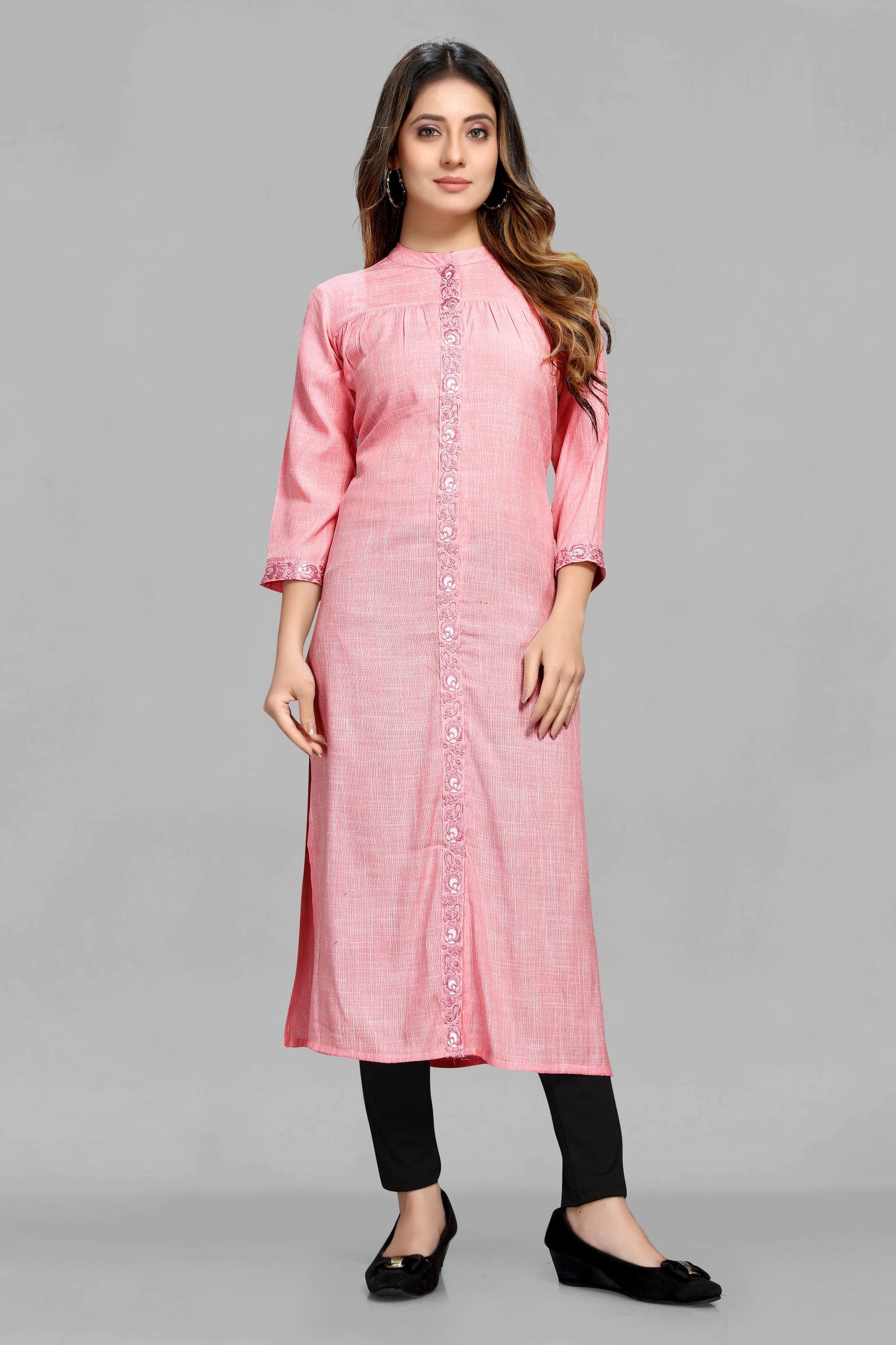 Pink Plain Kurti