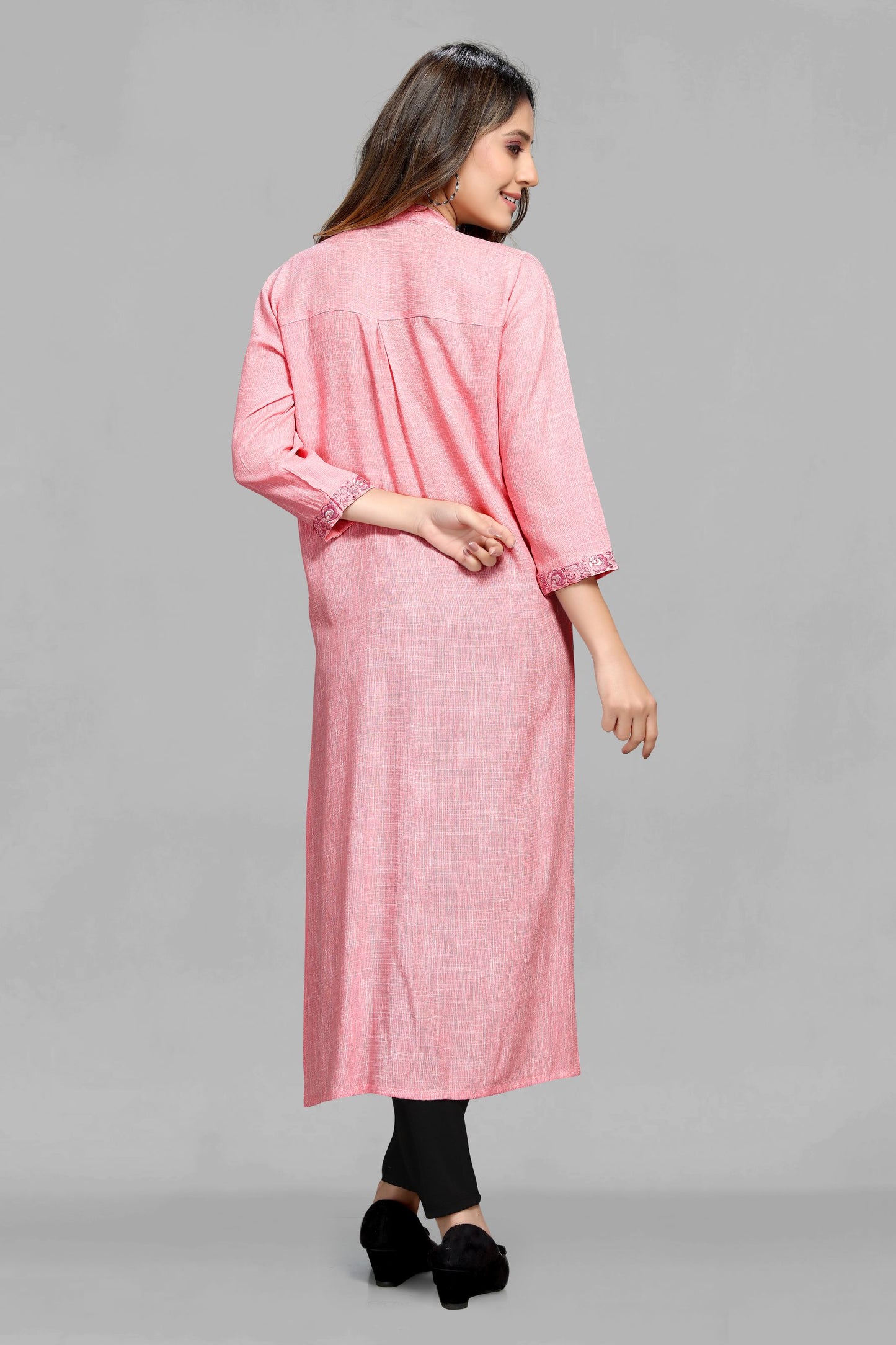 Pink Plain Kurti