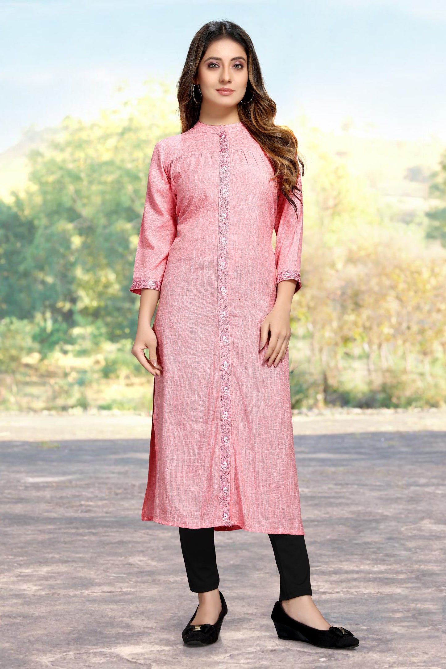 Pink Plain Kurti