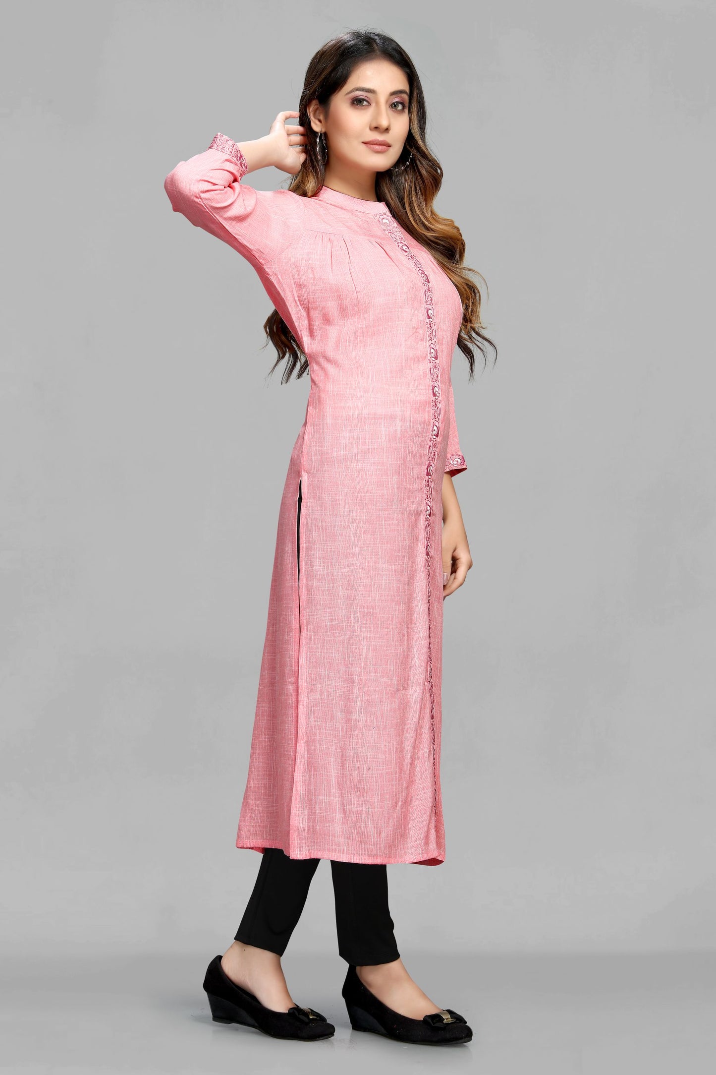 Pink Plain Kurti