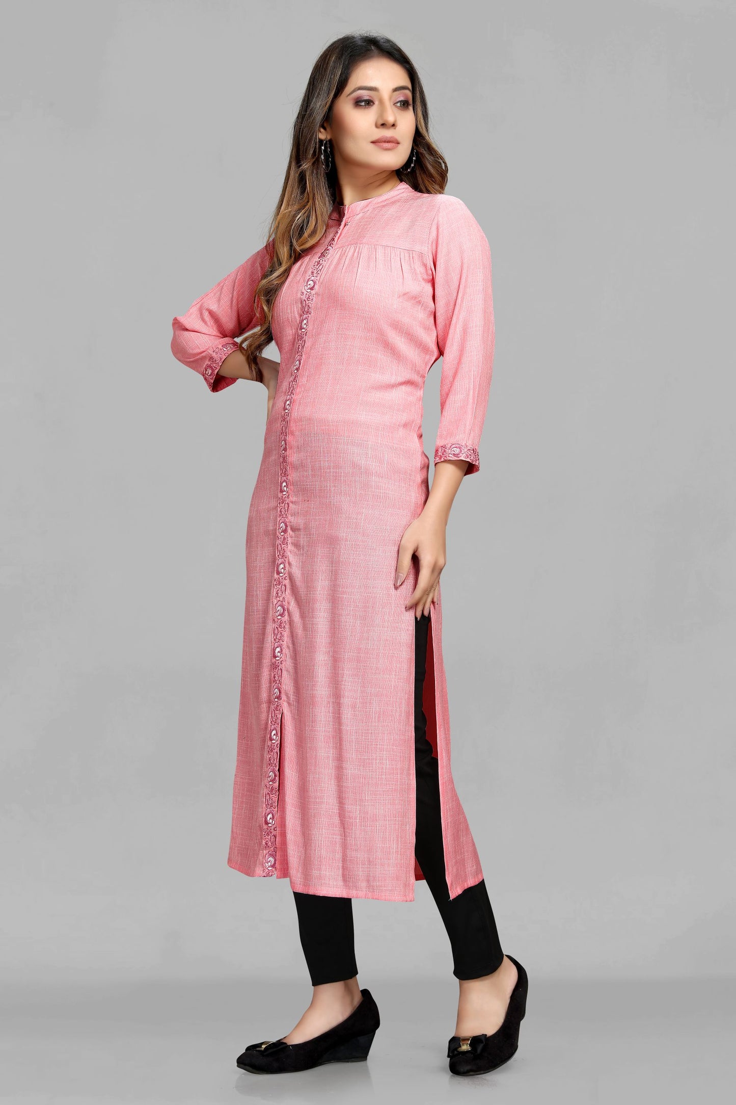 Pink Plain Kurti