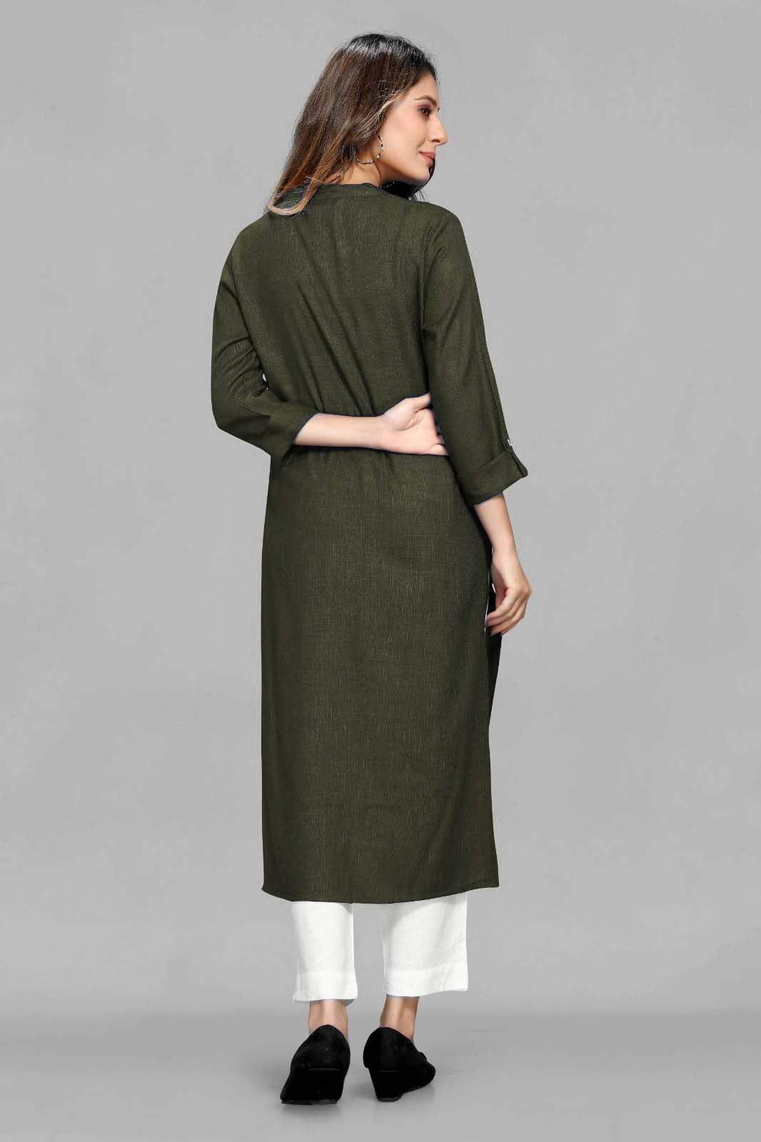 Olive Color  Rayon Kurti