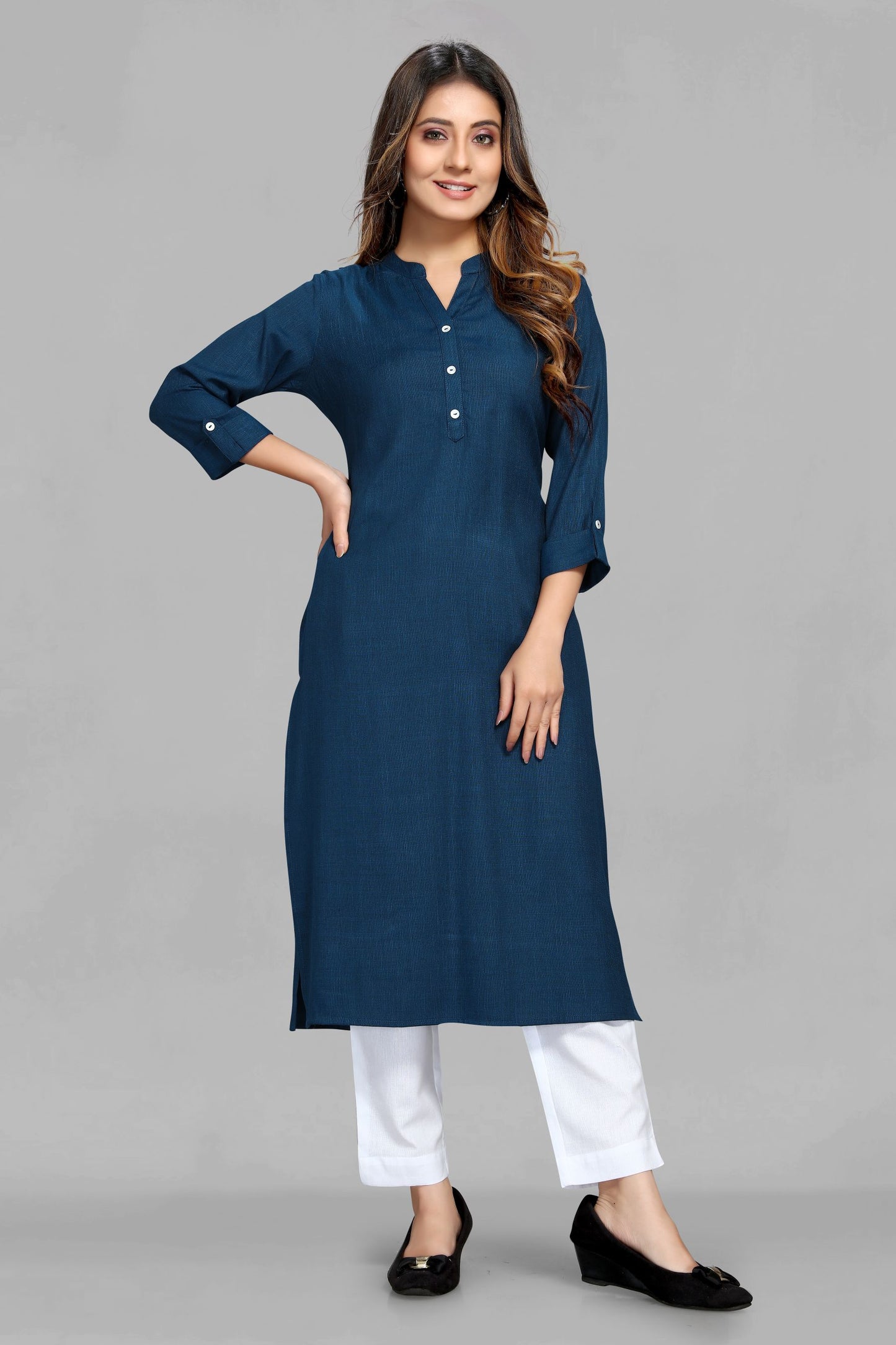 Navy Blue Rayon Kurti