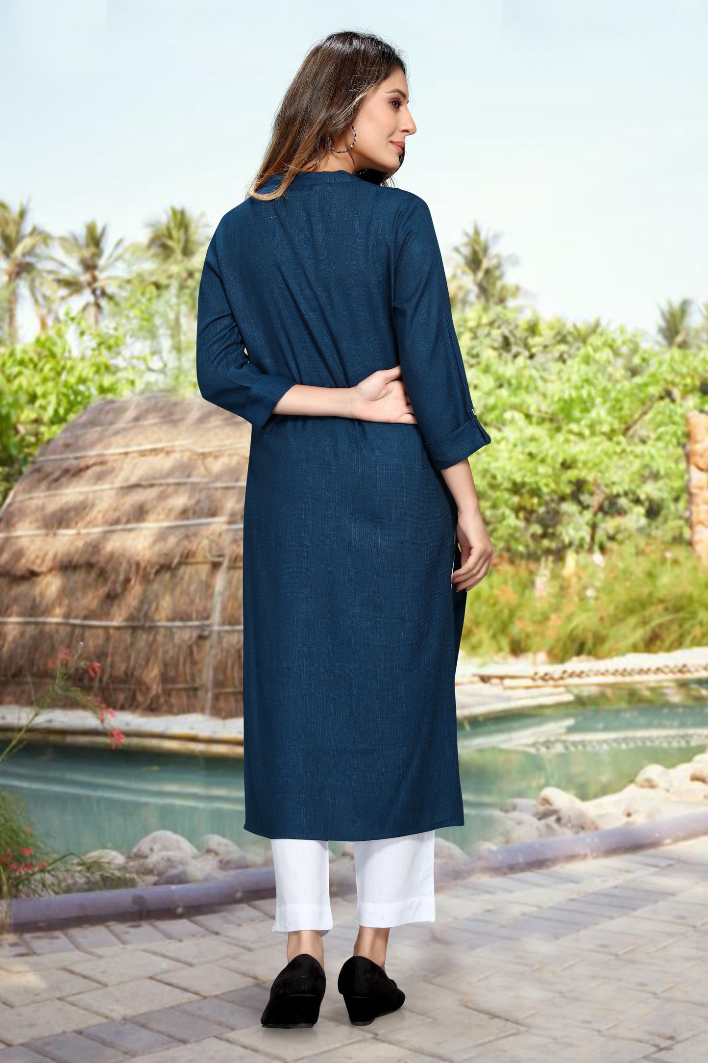 Navy Blue Rayon Kurti