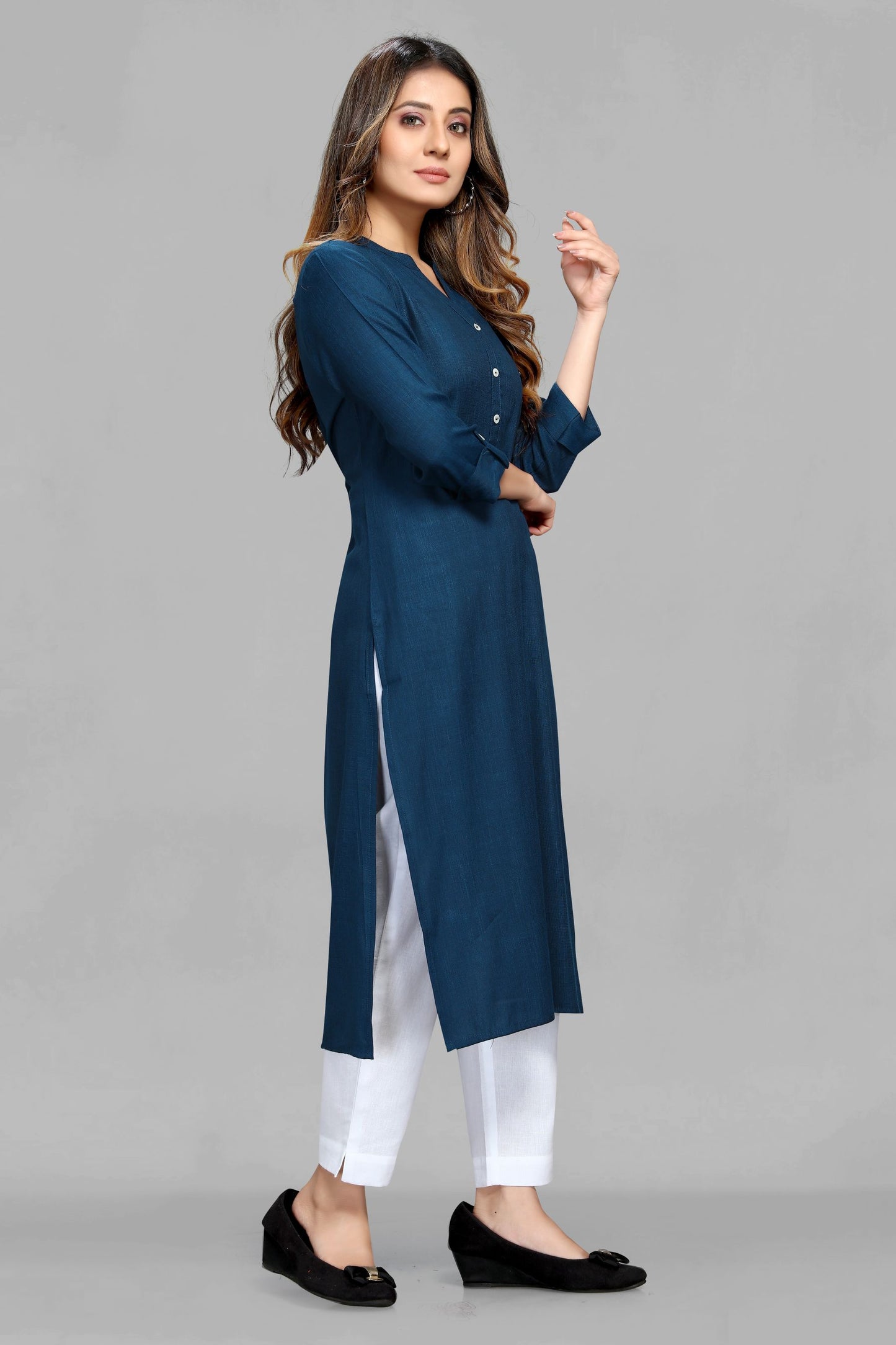 Navy Blue Rayon Kurti