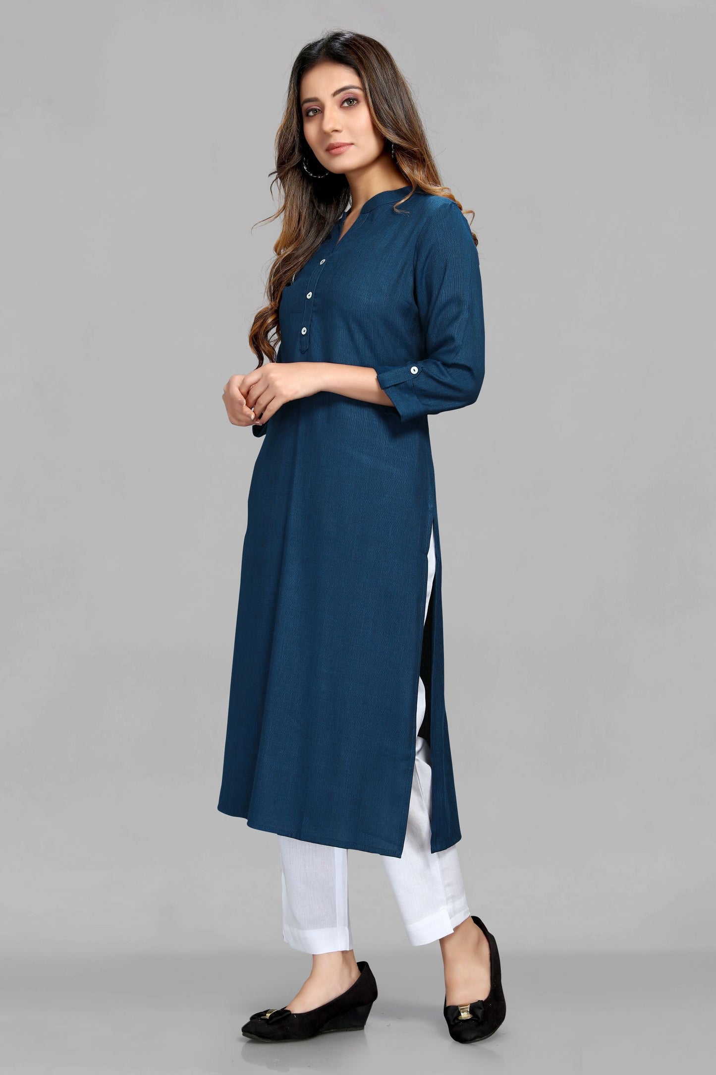 Navy Blue Rayon Kurti