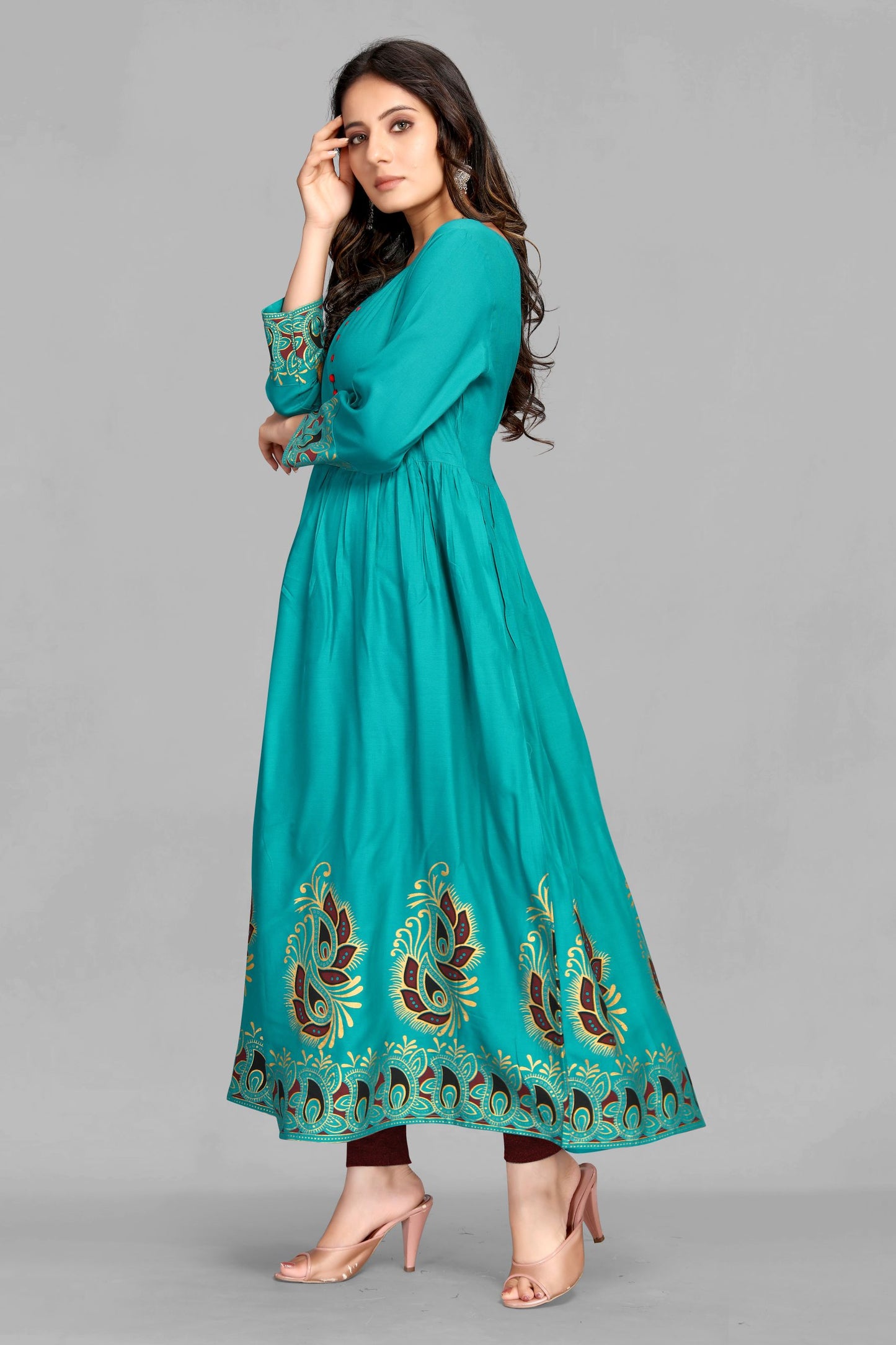 Rama Emerald Abstract Rayon Kurta