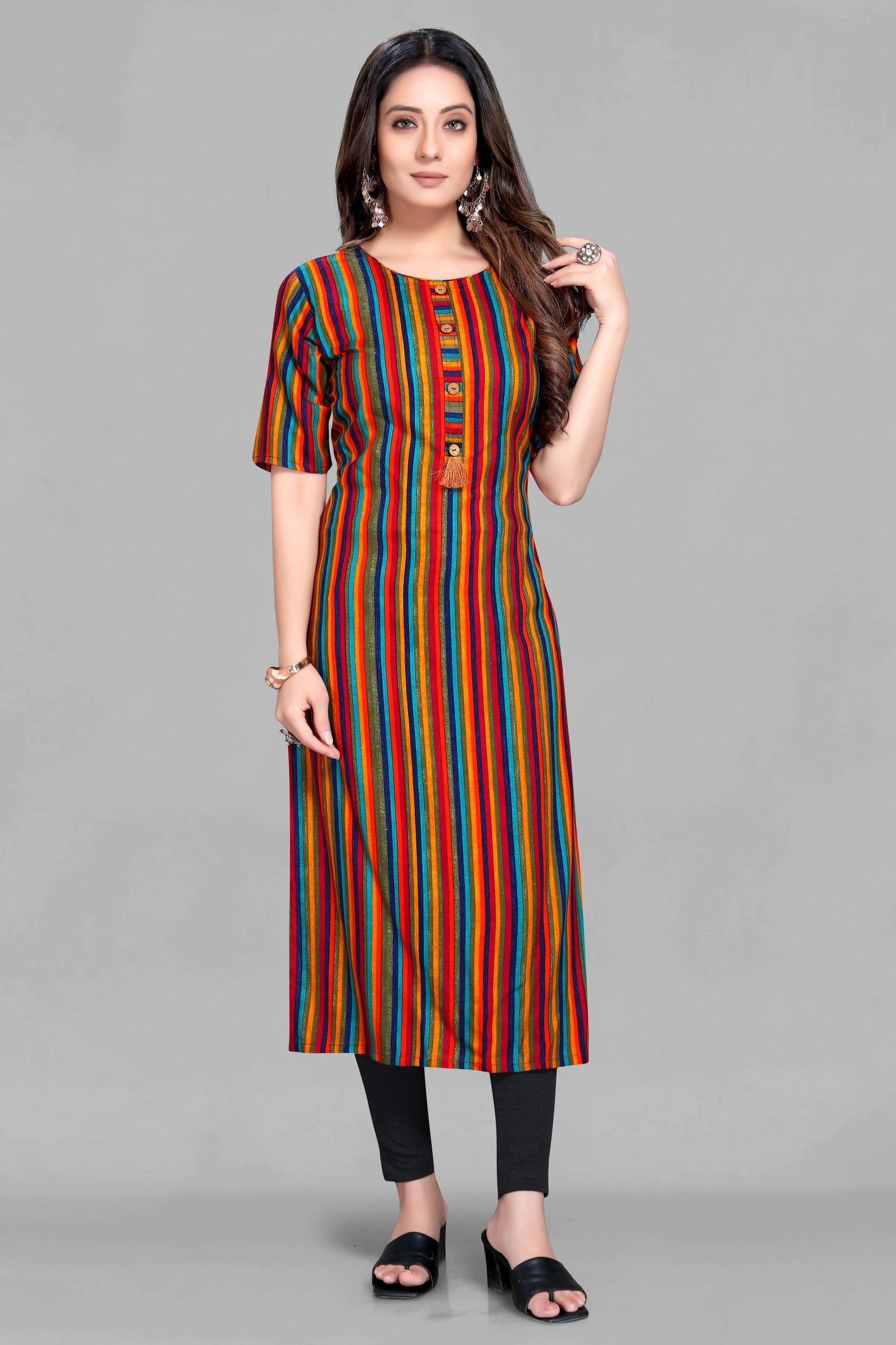 Stripe Multi Color Rayon Kurti