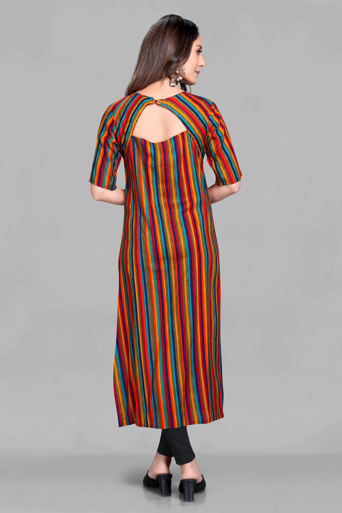 Stripe Multi Color Rayon Kurti