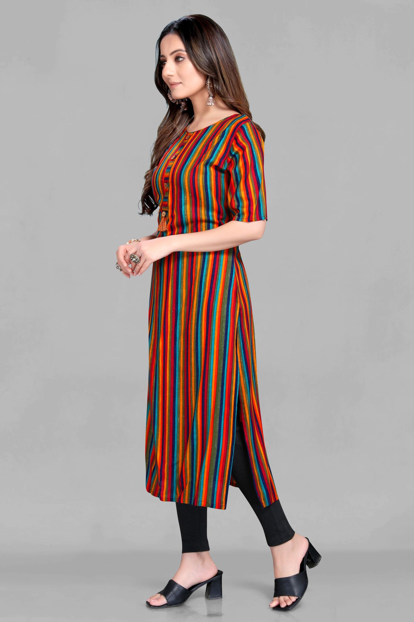 Stripe Multi Color Rayon Kurti