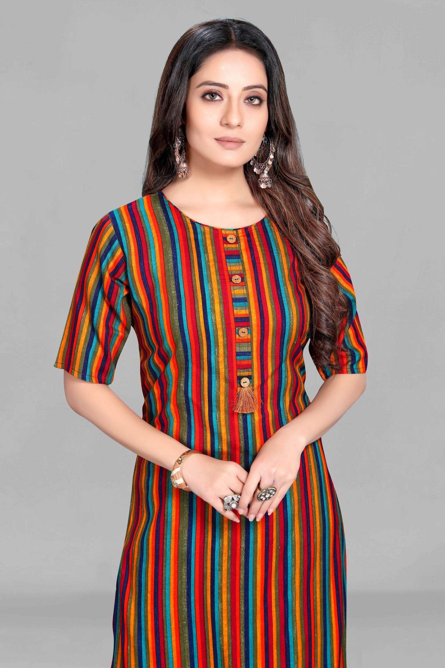 Stripe Multi Color Rayon Kurti