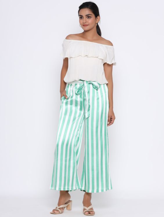 Green Striped Palazzo