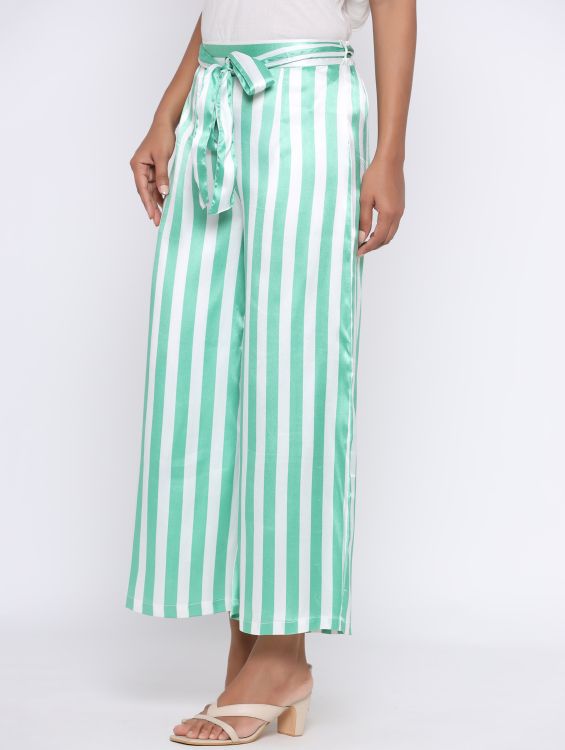 Green Striped Palazzo