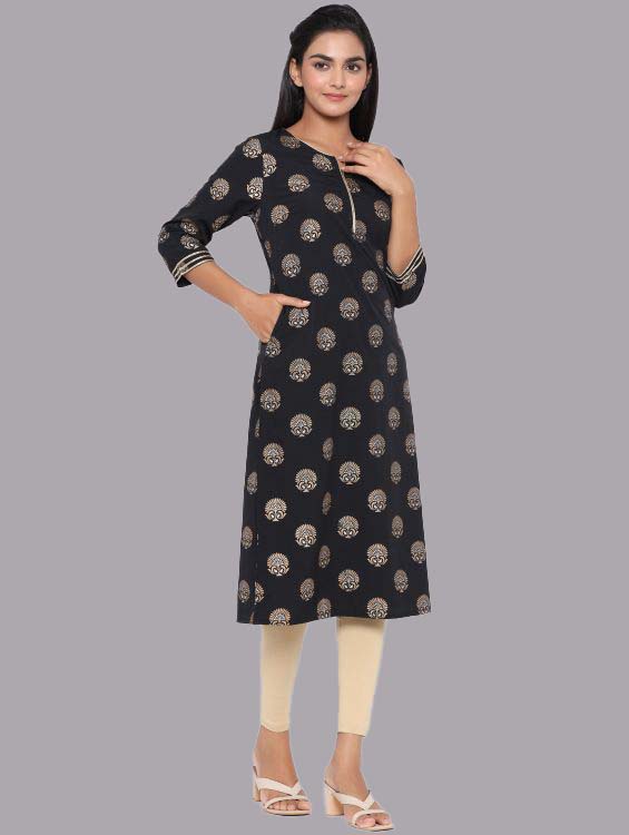 Printed Black Kurti