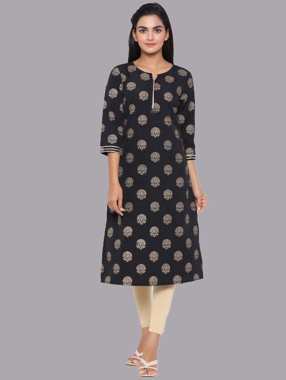 Printed Black Kurti