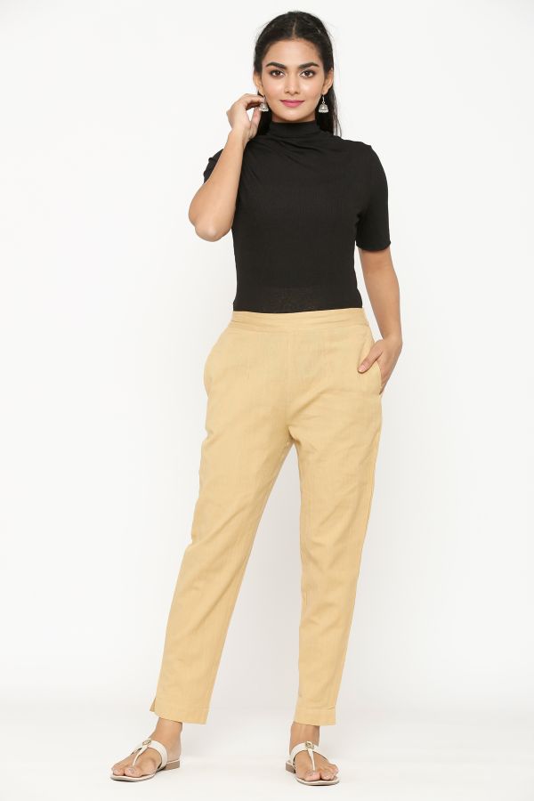 Beige Cotton Comfort Pant