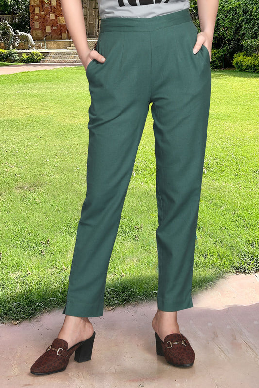 Mint Green Flex Cotton Trousers Pant