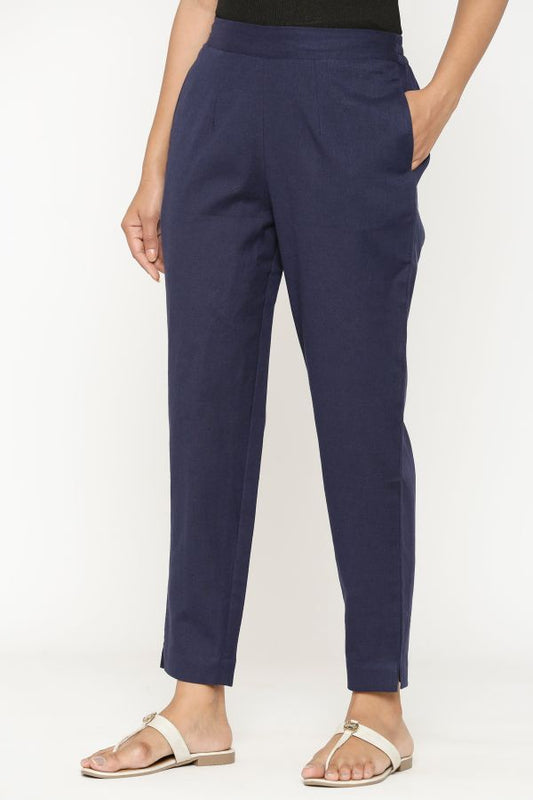 Navy Blue Flex Cotton Trousers Pant