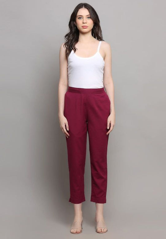 Maroon Flex Cotton Trousers Pant