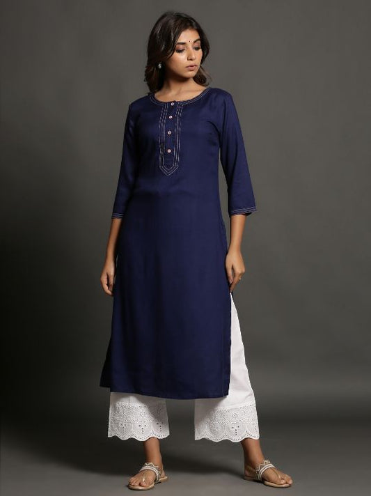 Denim Blue Plain Kurti