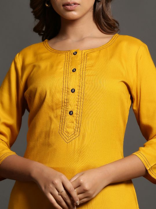 Musterd Color Plain Kurti