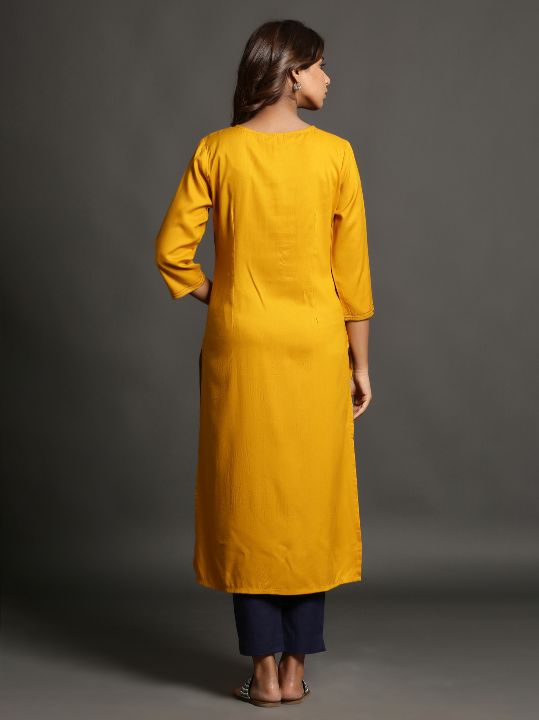 Musterd Color Plain Kurti