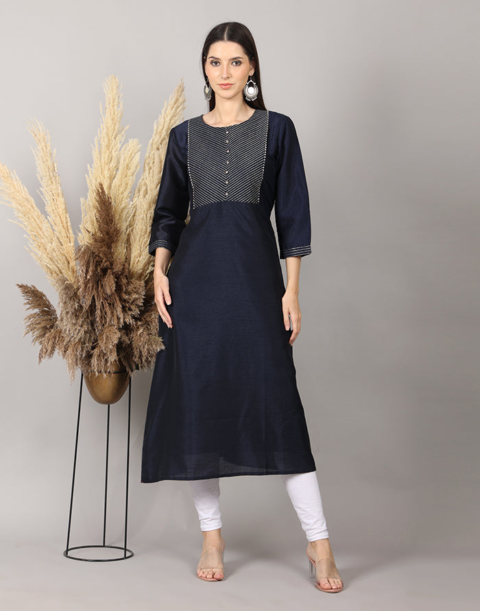 Navy Blue Lace Work Kurti