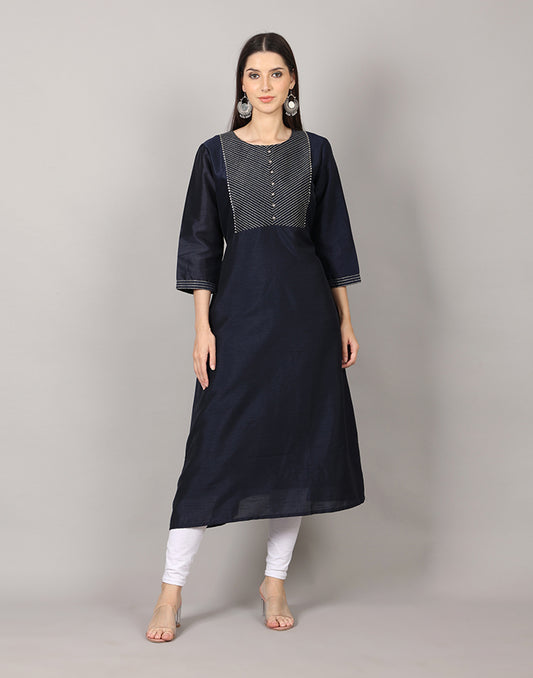 Navy Blue Lace Work Kurti