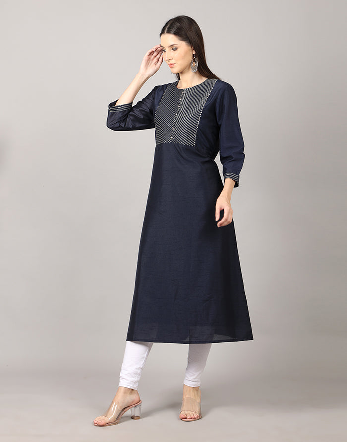 Navy Blue Lace Work Kurti