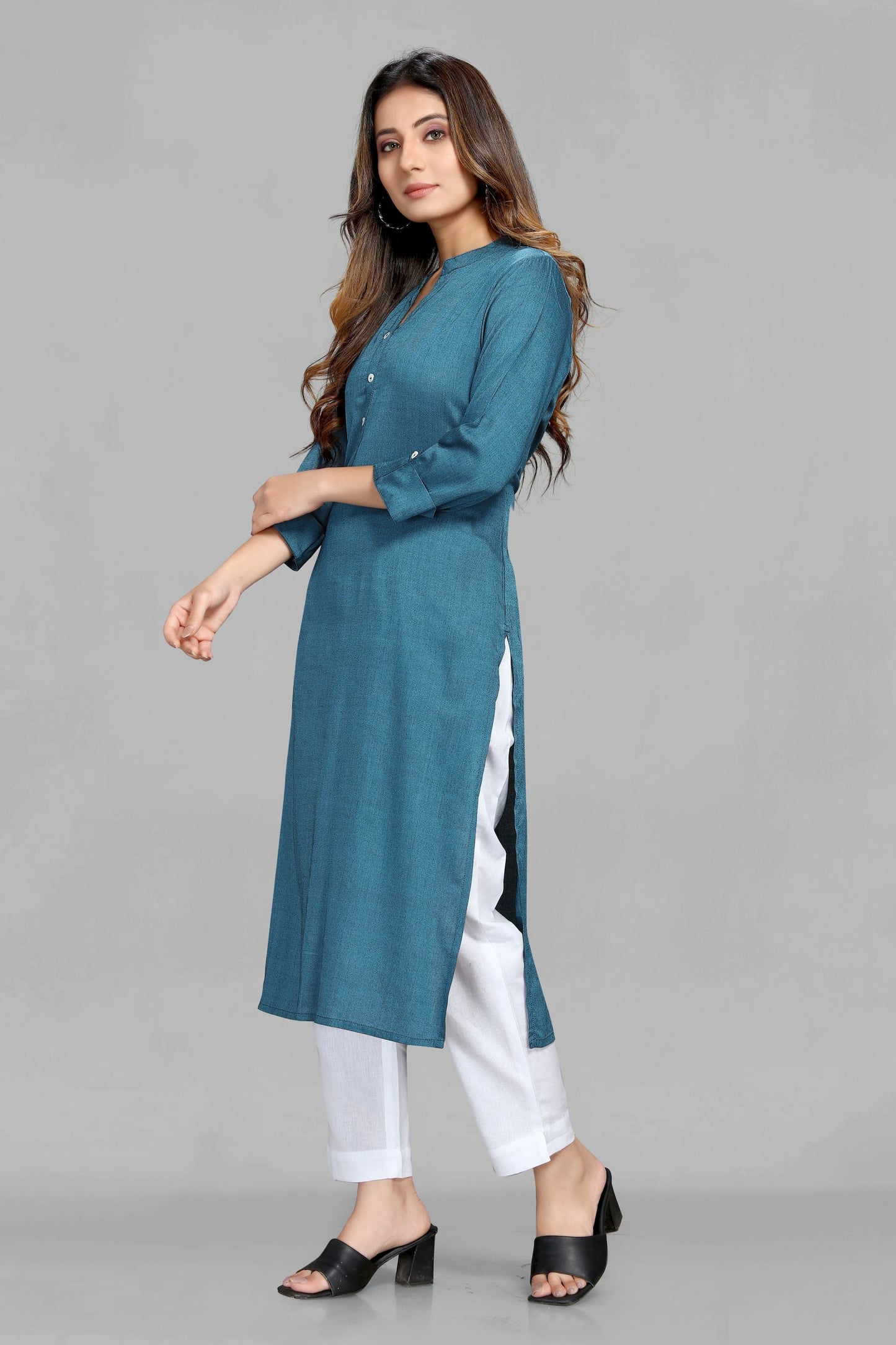 Denim Blue Rayon Kurti