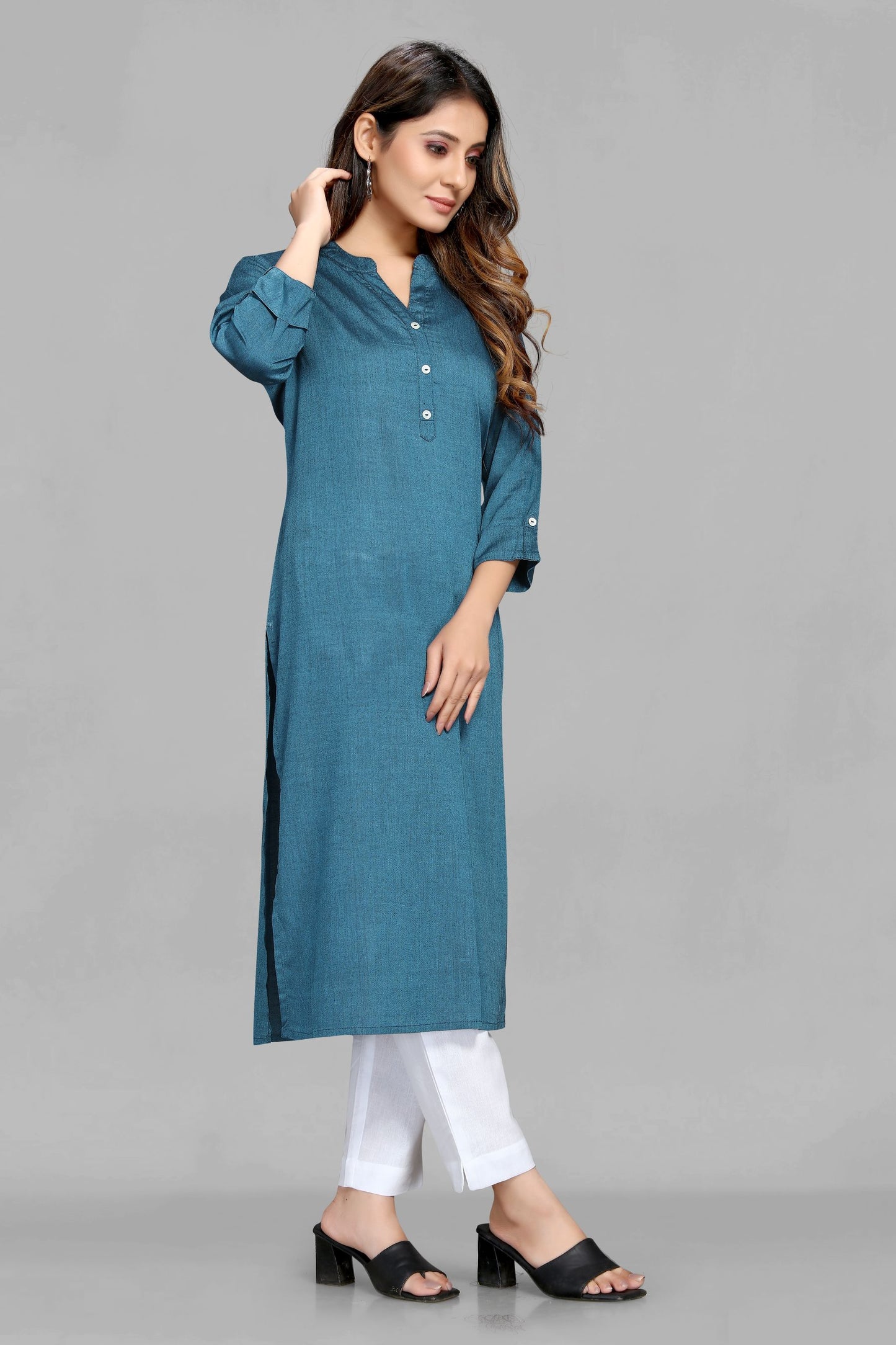 Denim Blue Rayon Kurti